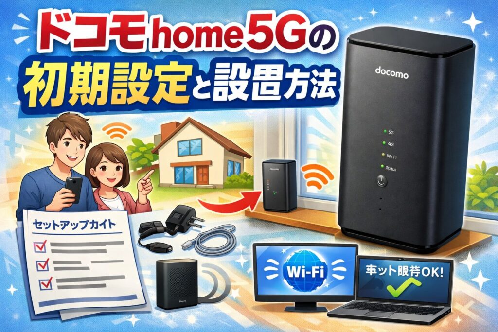 ドコモhome5Gの初期設定と設置方法