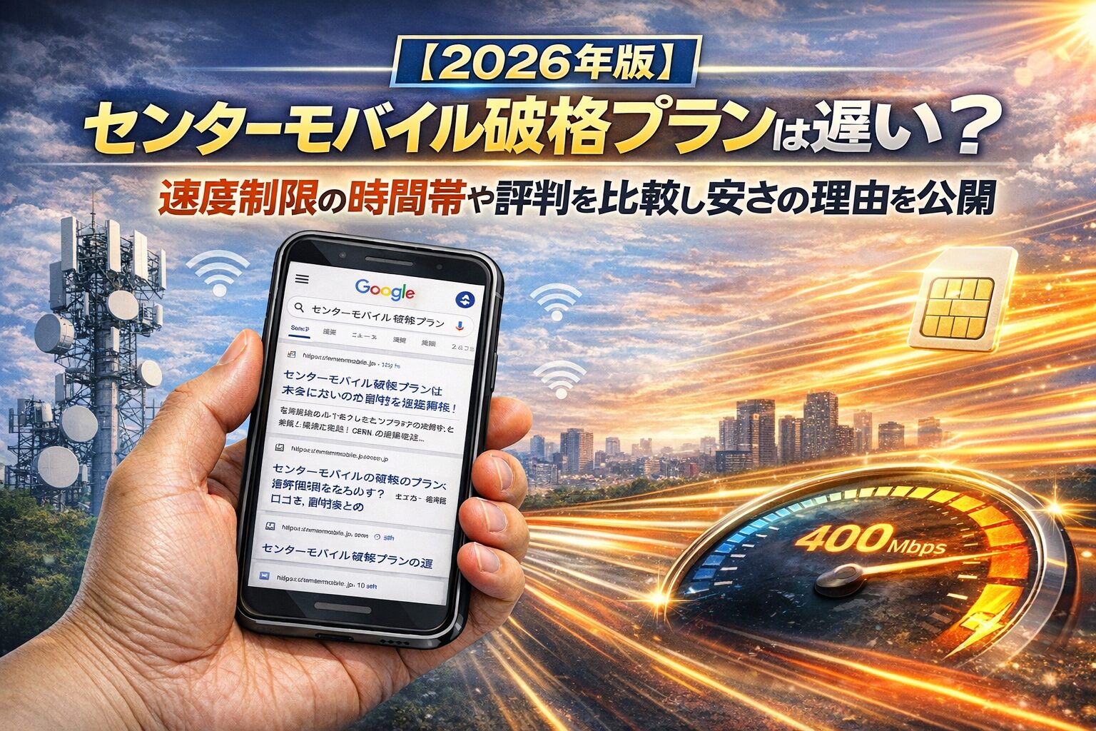 【2026年版】センターモバイル破格プランは遅い?速度制限の時間帯や評判を比較し安さの理由を公開