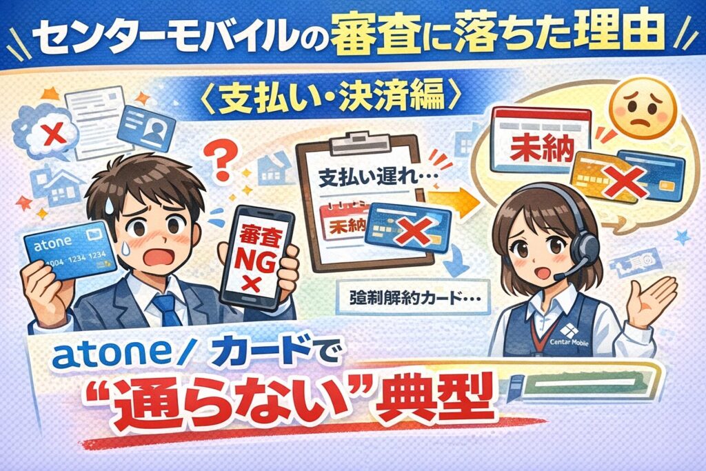 センターモバイルの審査に落ちた理由(支払い・決済編)|atone/カードで“通らない”典型