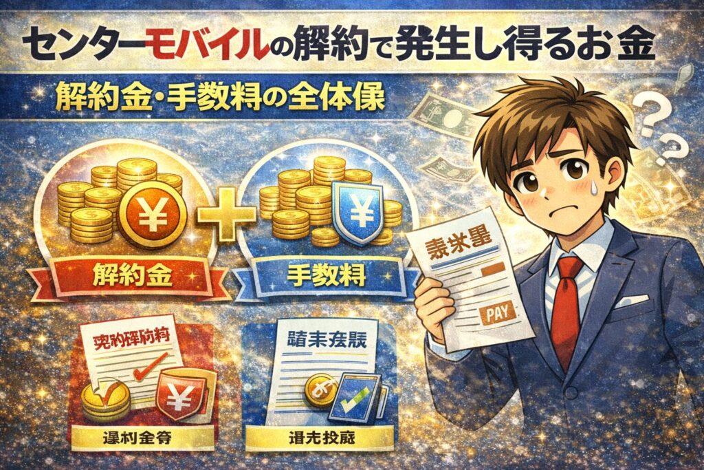 センターモバイルの解約で発生し得るお金|解約金・手数料の全体像
